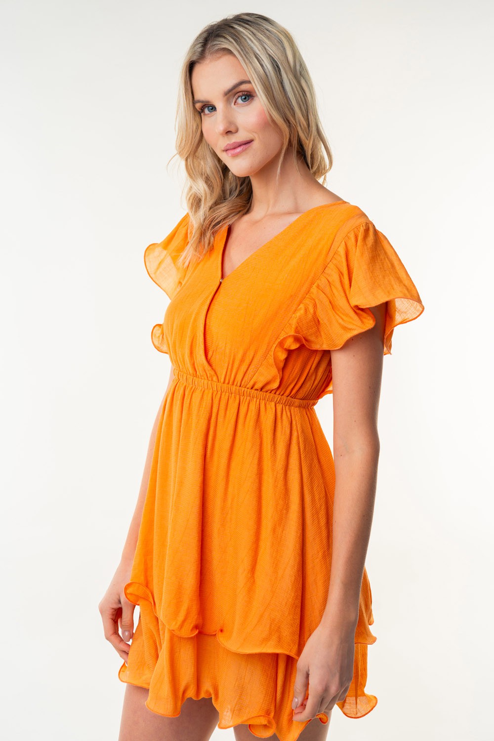 Full Size Short Sleeve Woven Layered Dress