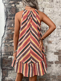 Striped Grecian Neck Dress