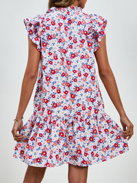 Tied Floral Cap Sleeve Mini Dress