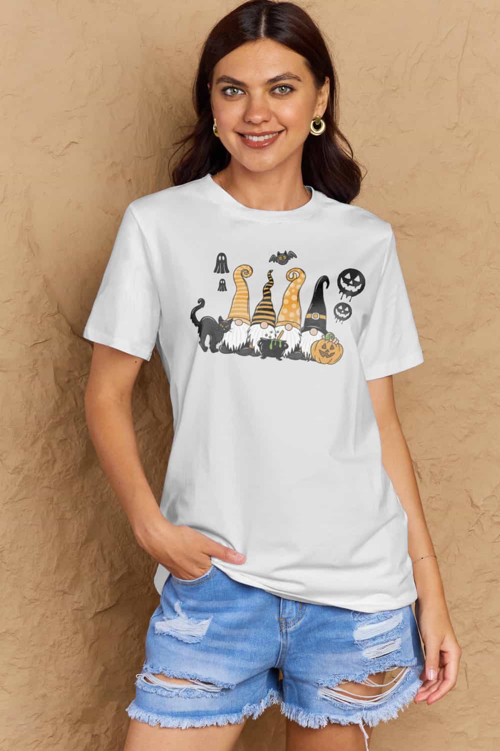 Full Size Halloween Theme Graphic Cotton T-Shirt
