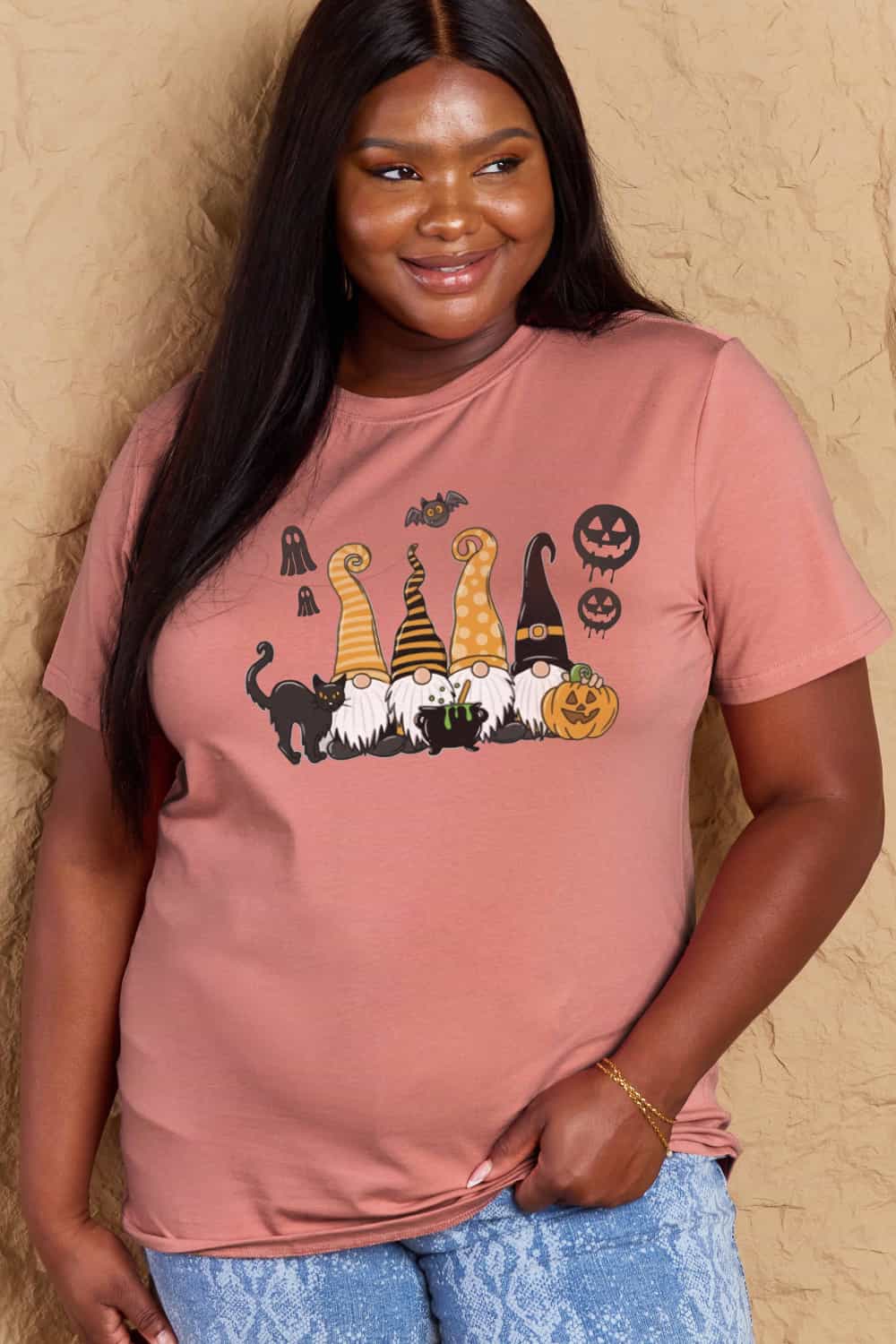 Full Size Halloween Theme Graphic Cotton T-Shirt