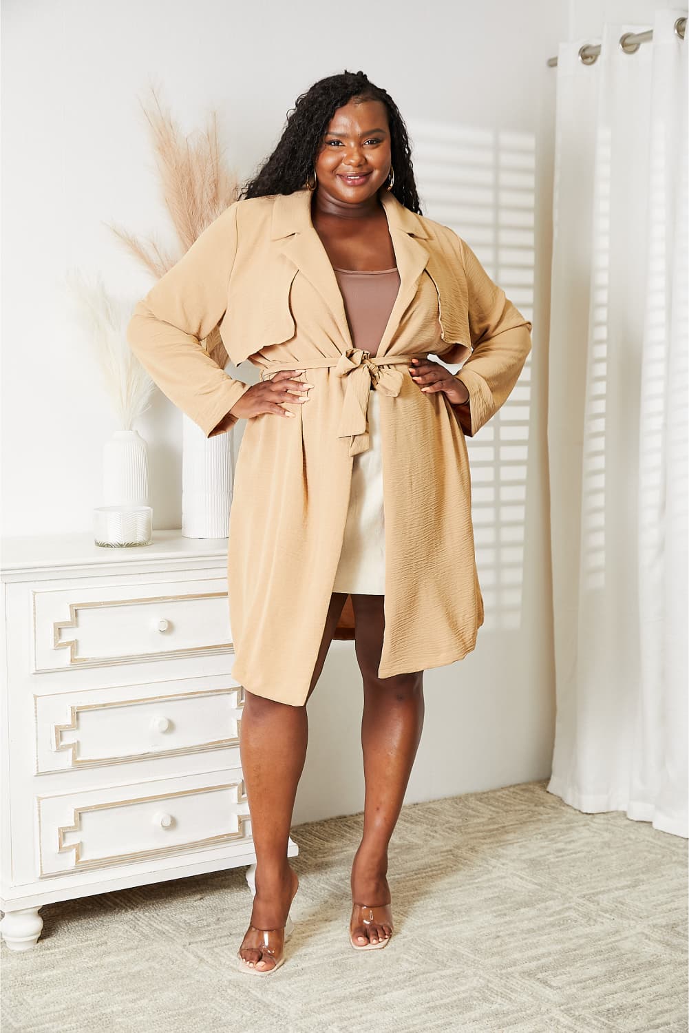 Full Size Tied Trench Coat with Pockets