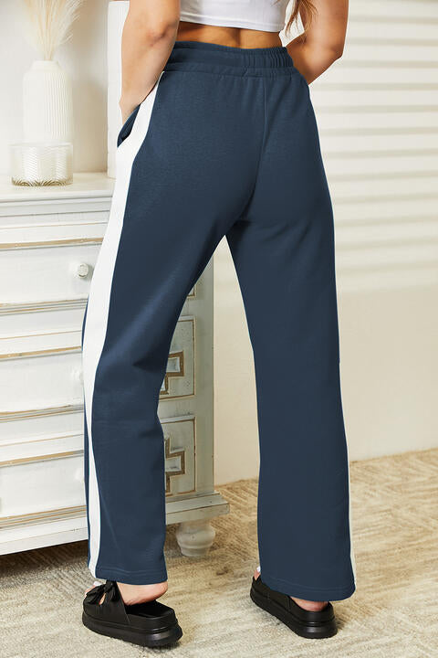 Full Size Side Stripe Drawstring Pants