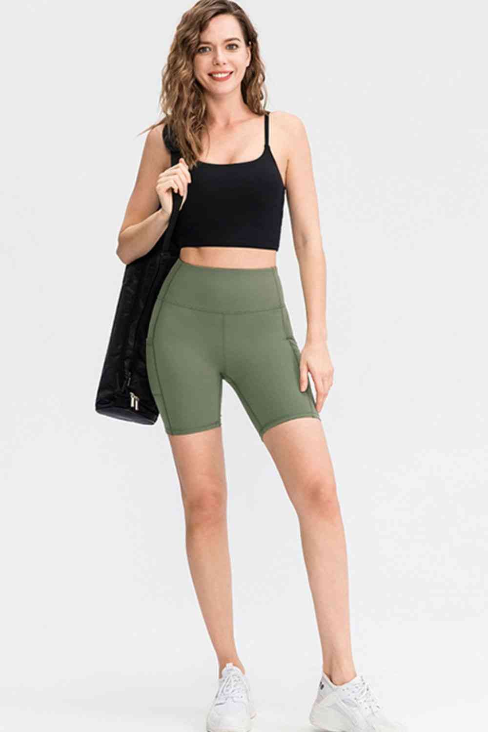 Sport Short with Pockets - Army Green Wide Waistband