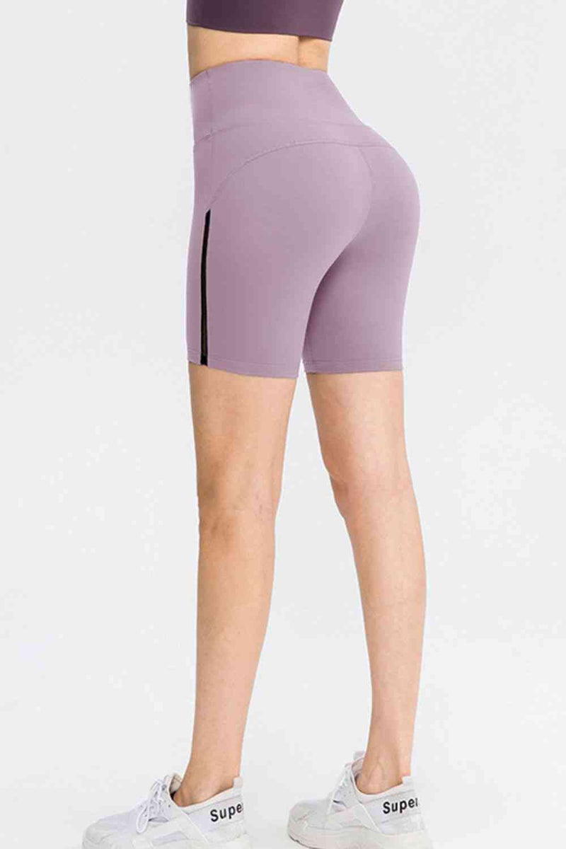 Wide Waistband Sports Shorts Lilac