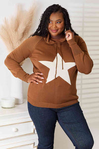 Full Size Star Graphic Hooded Sweater