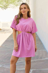 Summer Field Full Size Cutout T-Shirt Dress in Carnation Pink