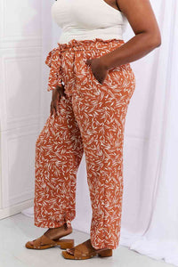 Right Angle Full Size Geometric Printed Pants in Red Orange