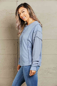 Understand me Full Size Oversized Henley Top