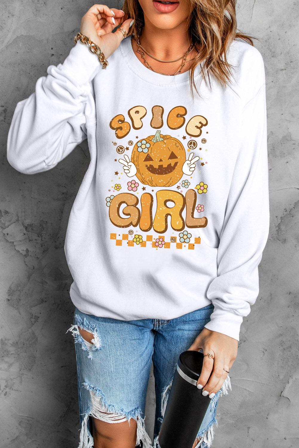 Round Neck Long Sleeve SPICE GIRL Graphic Sweatshirt