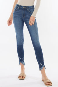 Raw Hem High Waist Cropped Jeans