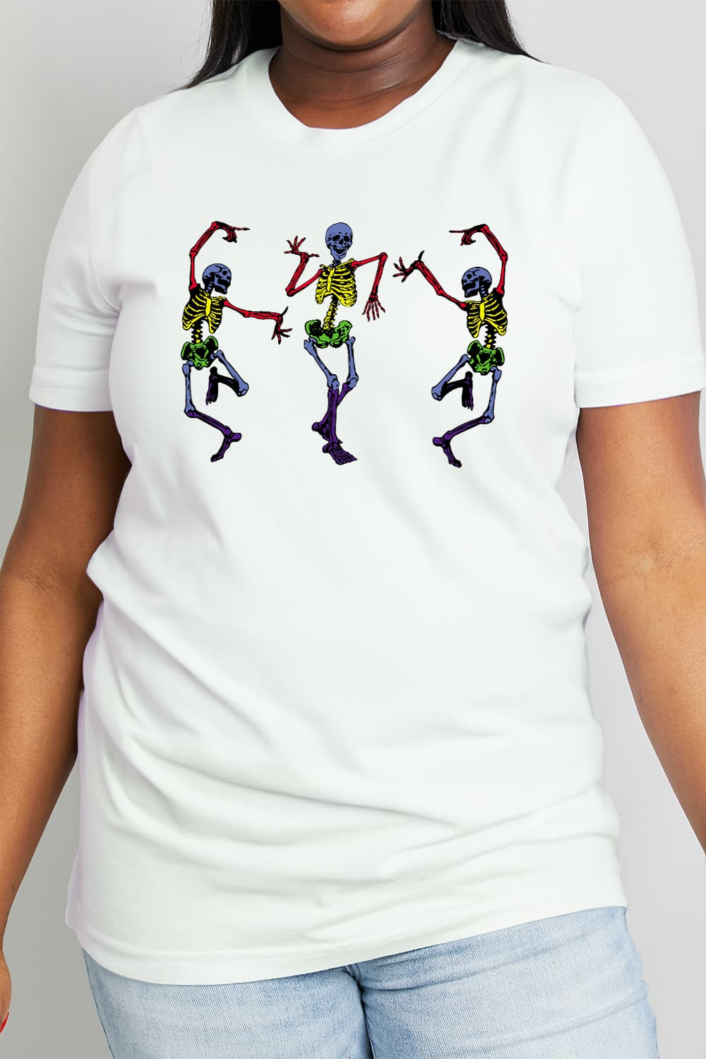 Full Size Dancing Skeleton Graphic Cotton Tee