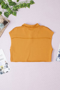 Collared Neck Cap Sleeve T-Shirt