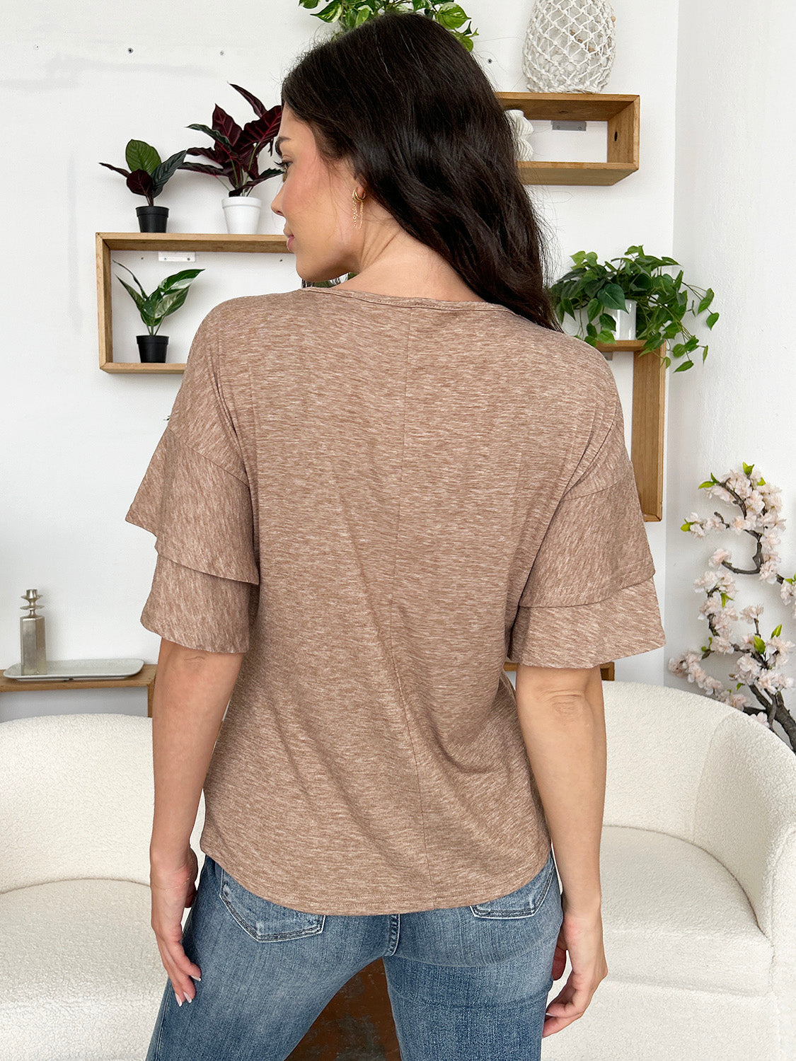 Half Sleeve V-Neck Blouse