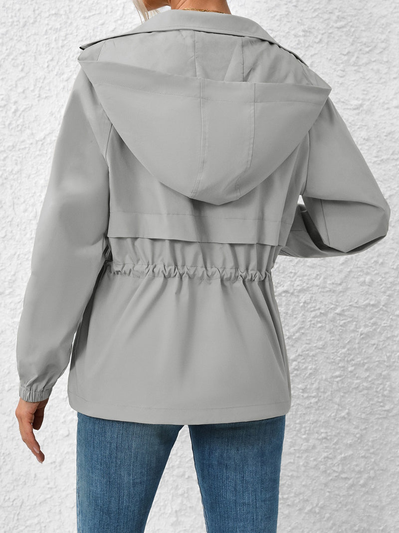 Ivy Lane Drawstring Zip Up Hooded Jacket