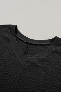 Black V-Neck Short Sleeve T-Shirt