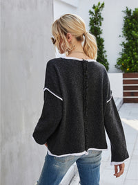 Angel Wings Boat Neck Dropped Shoulder Sweater