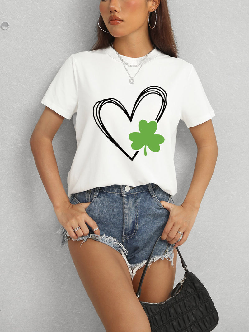 Heart Lucky Clover Short Sleeve T-Shirt