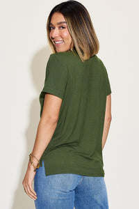 Full Size V-Neck High-Low T-Shirt