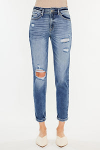 High Rise Distressed Mom Jeans