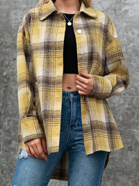 Ivy Lane Plaid Collared Neck Long Sleeve Shirt