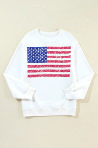 US Flag Round Neck Long Sleeve Sweatshirt