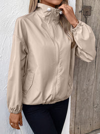 Pocketed Zip Up Long Sleeve Jacket