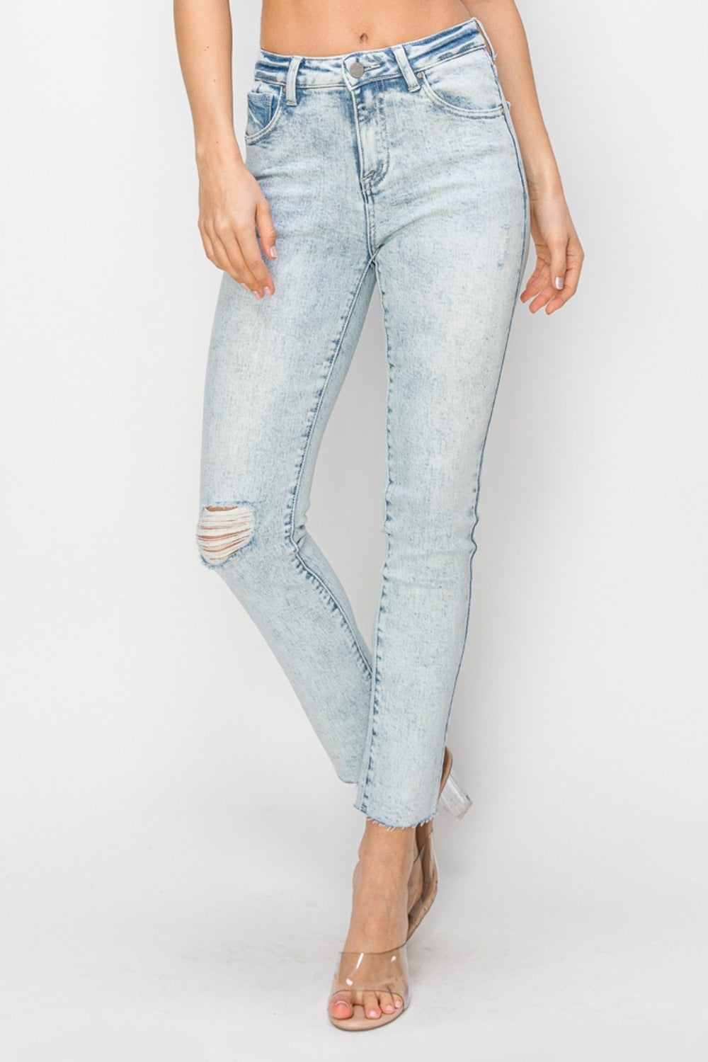 Full Size High Rise Distressed Skinny Jeans