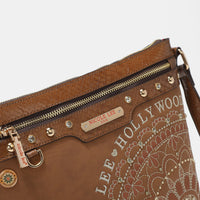 Metallic Stitching Embroidery Inlaid Rhinestone Crossbody Bag