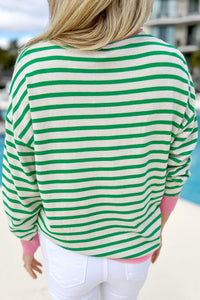 Striped Round Neck Long Sleeve Sweatshirt