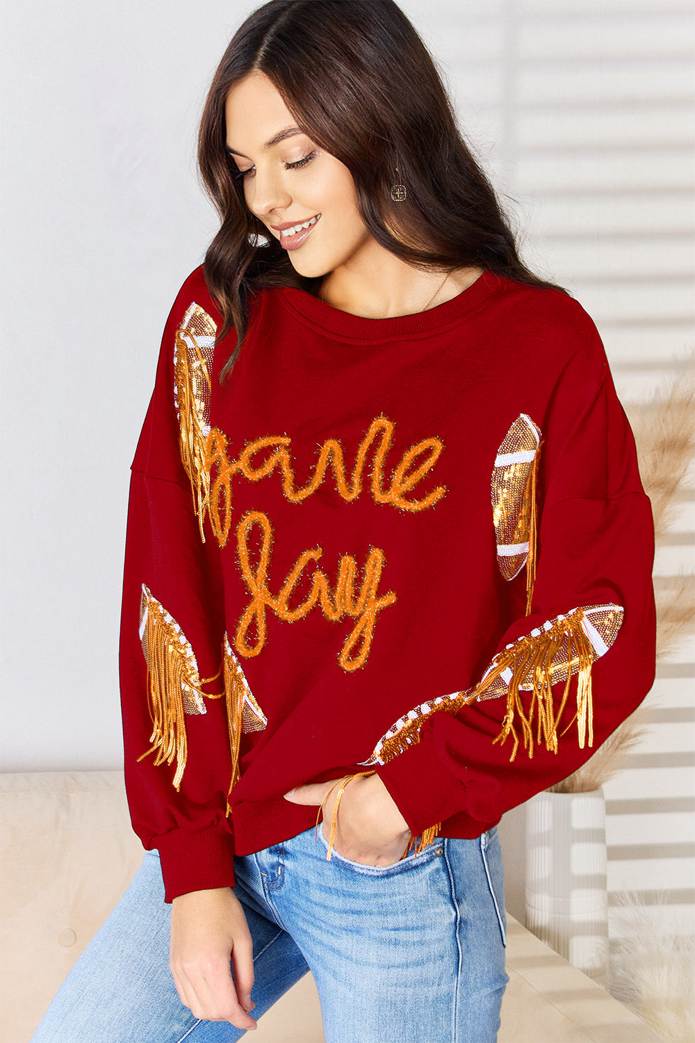 Rugby Sequin Round Neck Sweatshirt