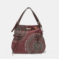 Side Braided Tassel Inlaid Rhinestone Embroidery Hobo Bag