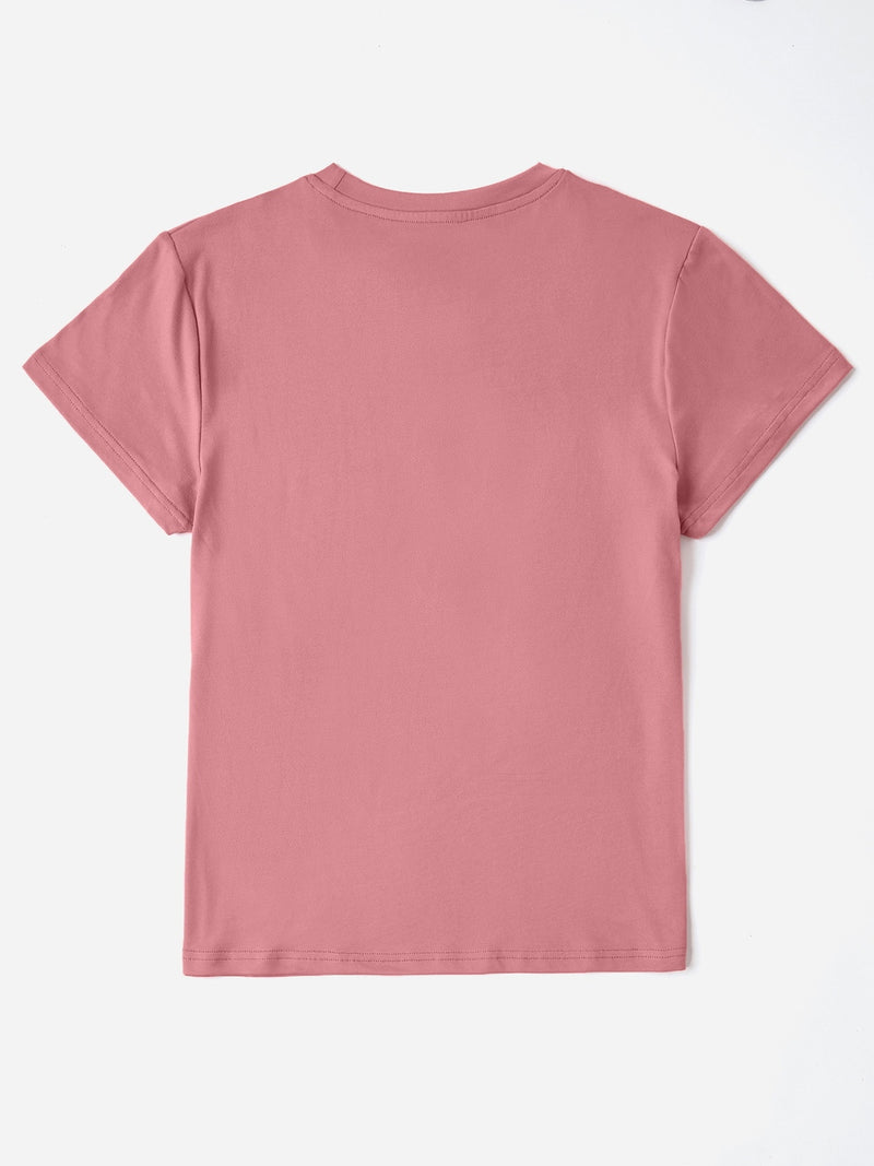 Heart Graphic Round Neck Short Sleeve T-Shirt