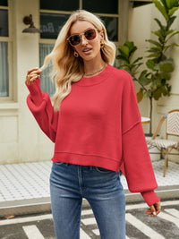 Round Neck Lantern Sleeve Sweater