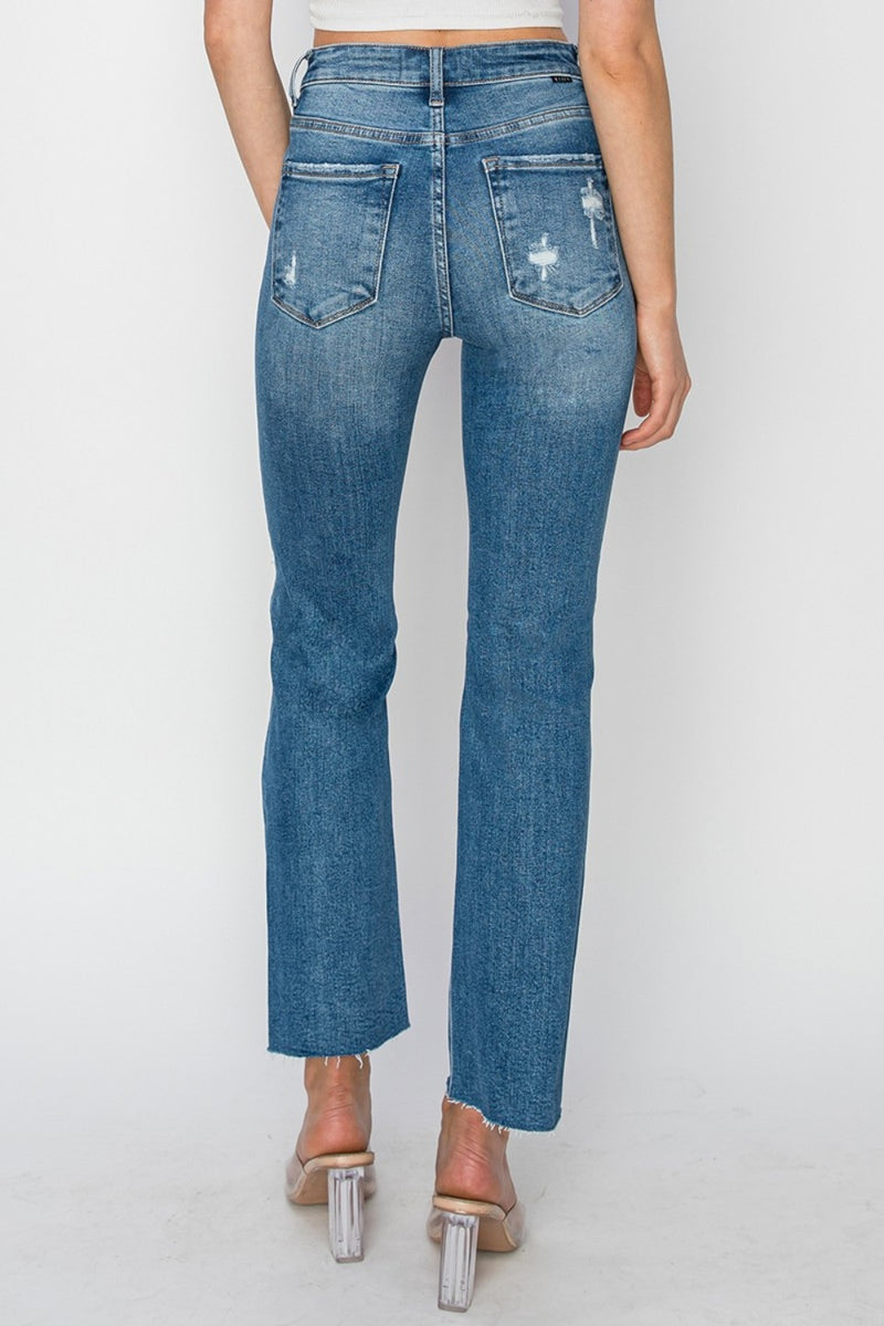 High Rise Distressed Ankle Jeans