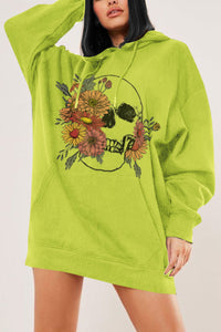 Full Size Floral Skull Graphic Hoodie