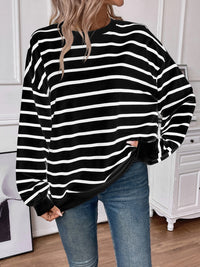 Striped Round Neck Long Sleeve Sweatshirt