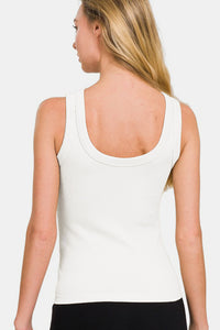 2 Way Neckline Washed Ribbed Tank