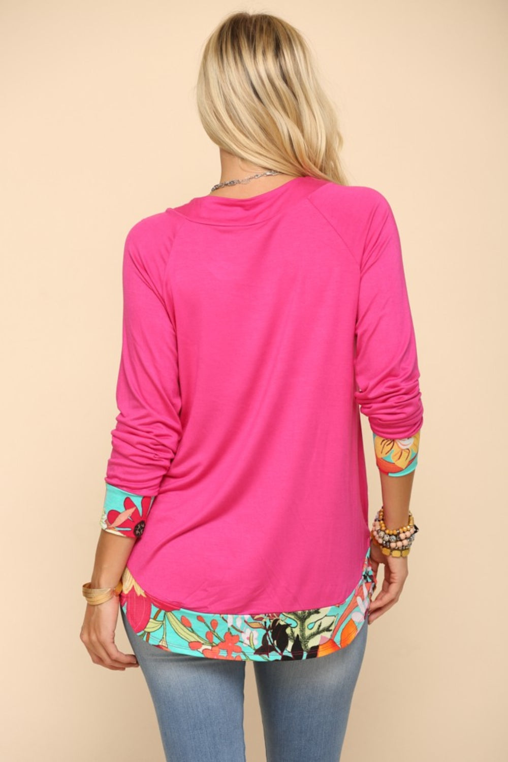 Full Size Tropical Print Long Sleeve T-Shirt