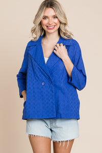 Double Breasted Eyelet Jacket with Pockets