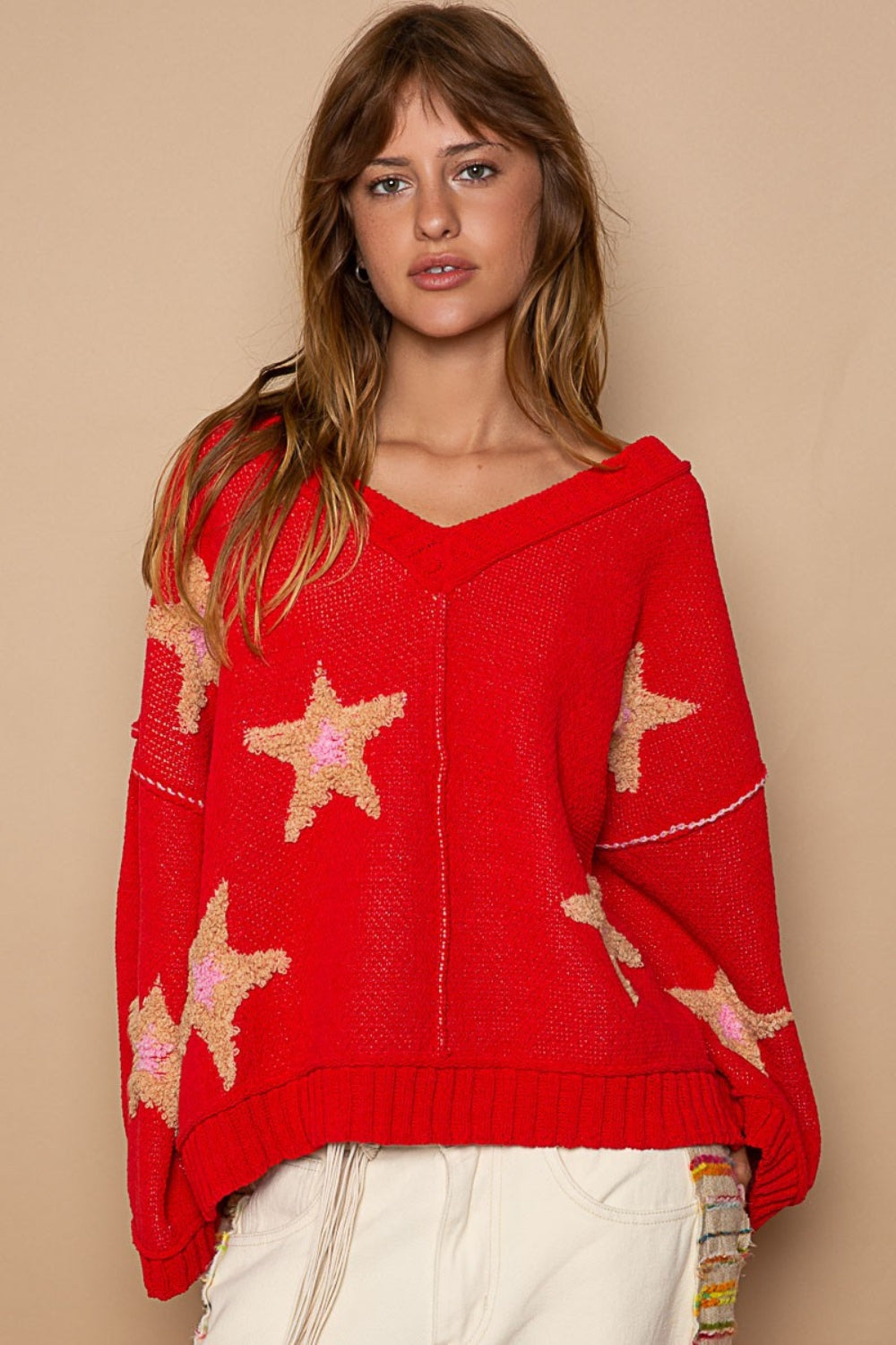 Long Sleeve Star Patch Sweater