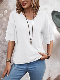 Half Sleeve V-Neck Blouse