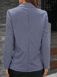 Ivy Lane Houndstooth Lapel Collar Long Sleeve Blazer