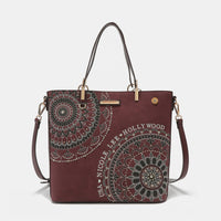 Metallic Stitching Embroidery Inlaid Rhinestone Tote Bag