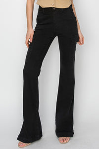 Full Size High Rise Side Slit Cargo Bootcut Jeans