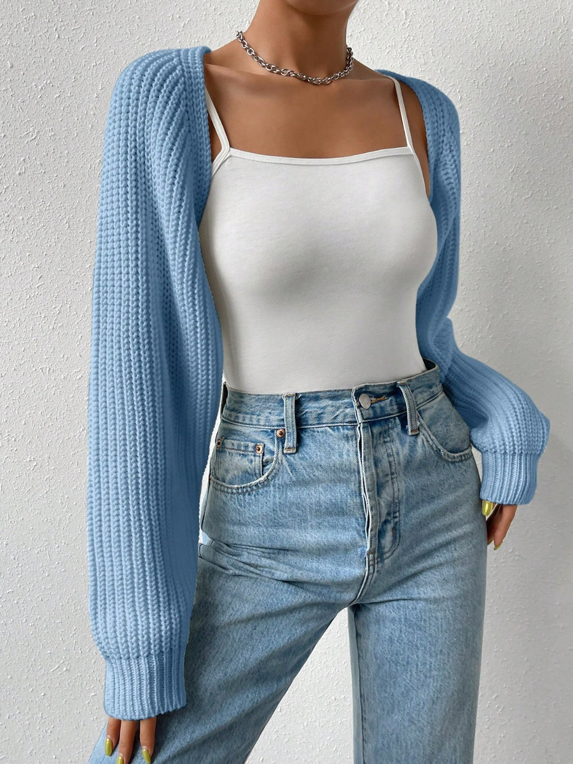 Honey Open Front Long Sleeve Cropped Cardigan