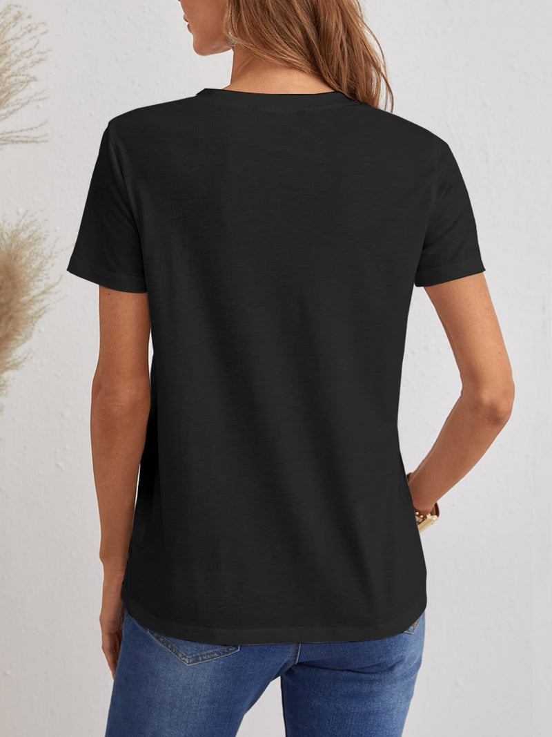 Cat V-Neck Short Sleeve T-Shirt