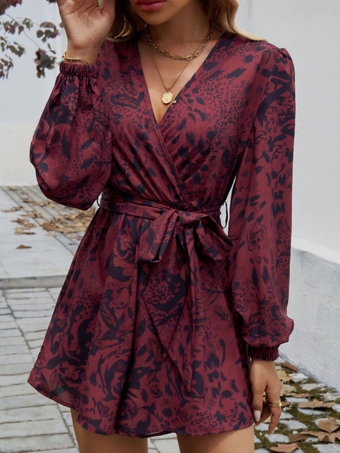 Devine Tied Surplice Long Sleeve Romper