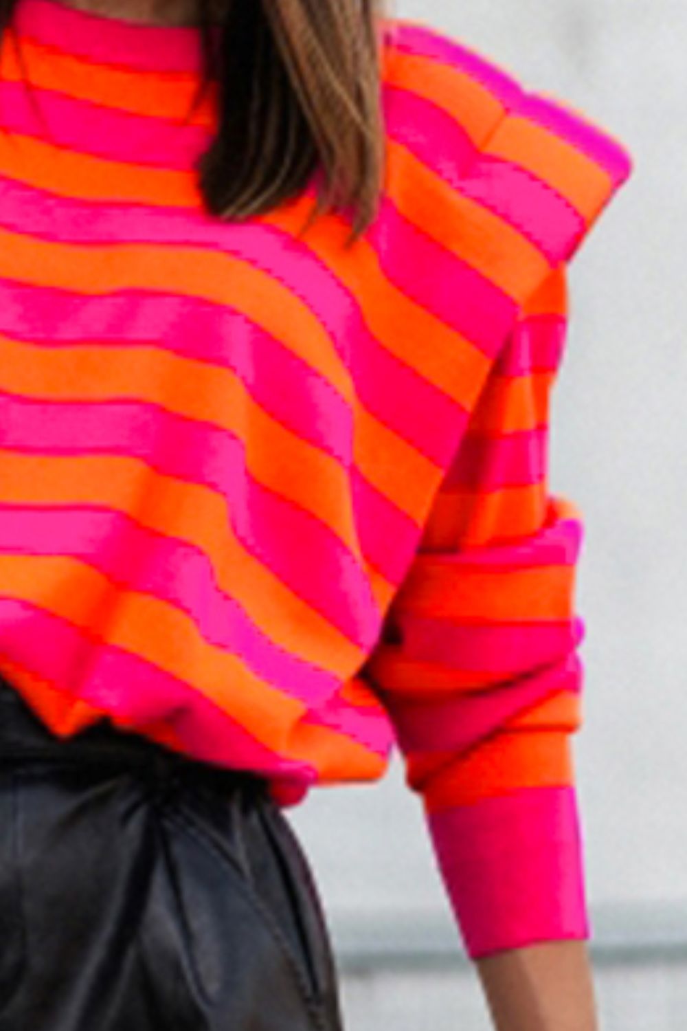 Striped Round Neck Long Sleeve Knit Top