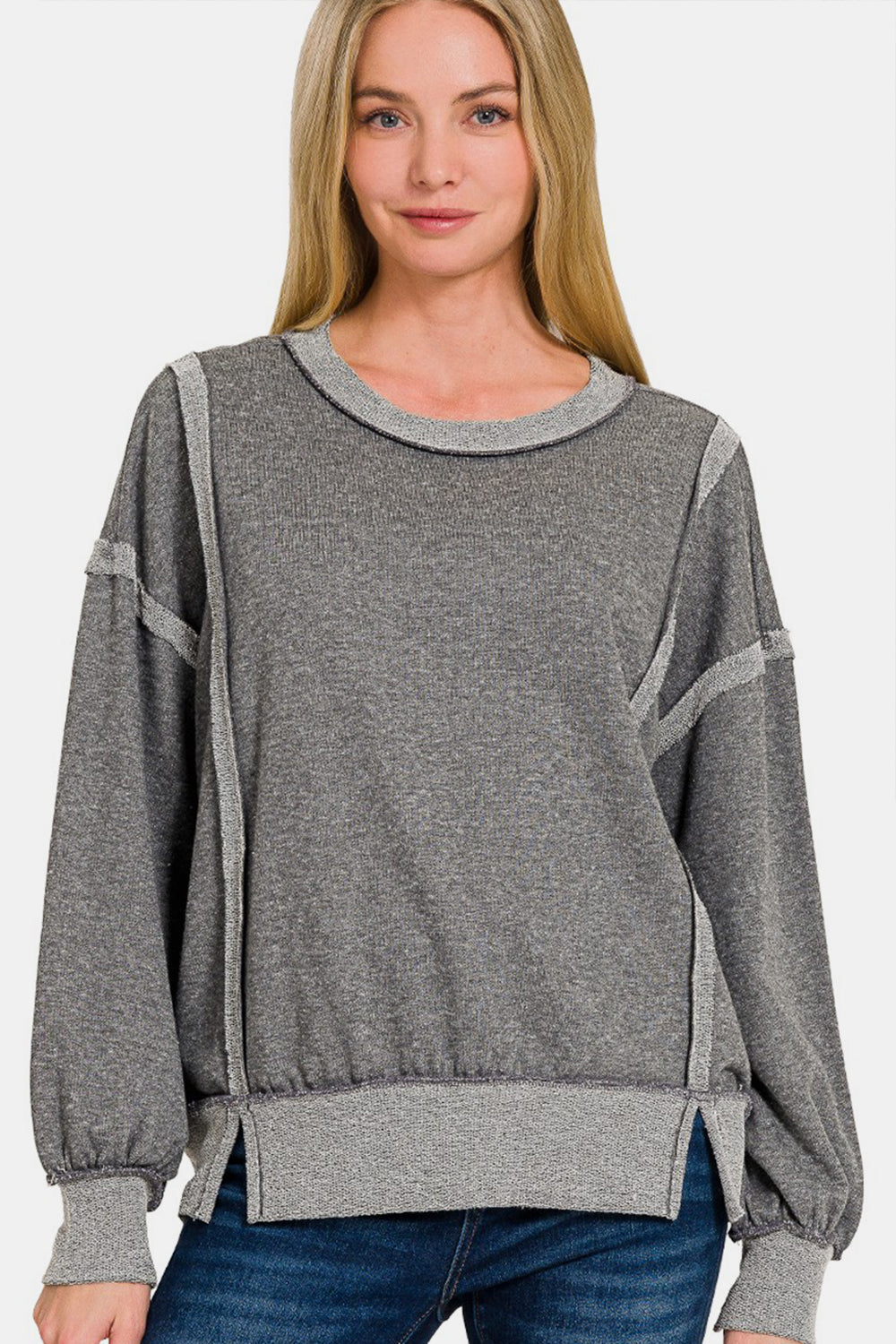 Washed Exposed-Seam Sweatshirt